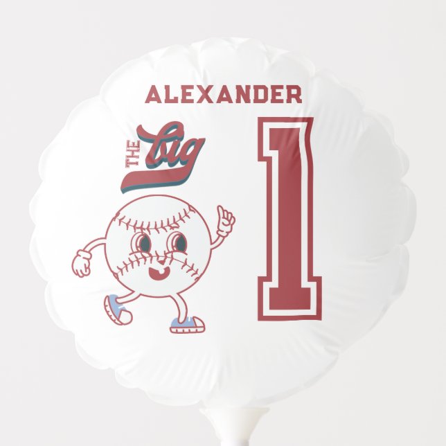 Big One Baseball Rookie Of The Year First Birthday Balloon (Front)