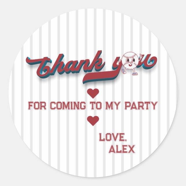 Big One Baseball Rookie Of The Year First Birthday Classic Round Sticker (Front)