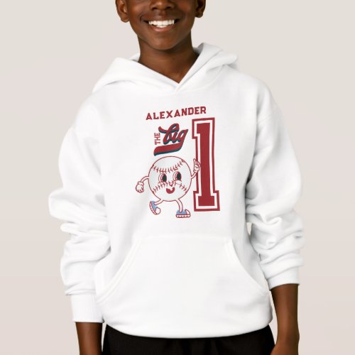 Big One Baseball Rookie Of The Year First Birthday Hoodie
