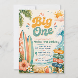 Big One Beach Birthday Invitation