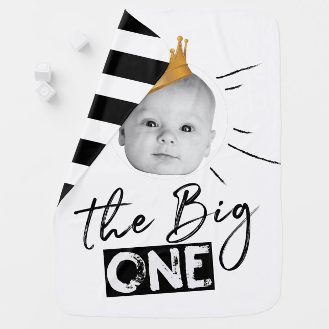 Big One Black White Photo Prince Baby Blanket (In Situ)