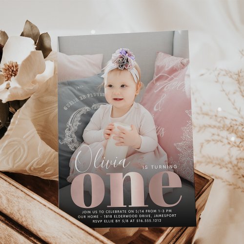 Big One  First Birthday Party Photo Invitation