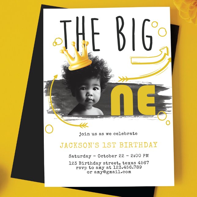 BIG ONE First Birthday Photo Invitation (Creator Uploaded)