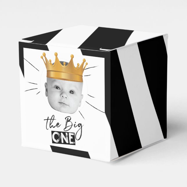 Big One Modern Photo Black White Favor Boxes (Front Side)