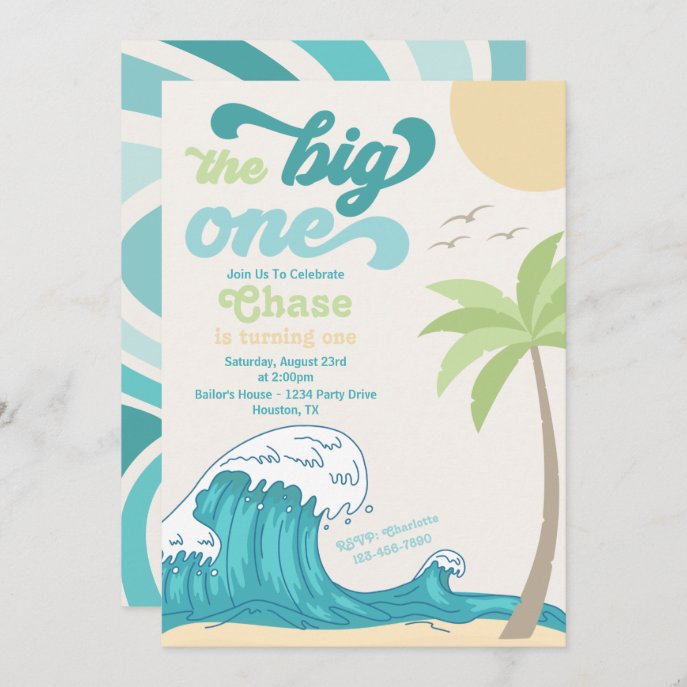 Big One Surfing Invitation | Big Wave Invitation
