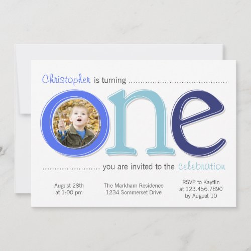 Big One with Photo Cutout Birthday Card - Blue