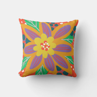 big orange flower throw pillow