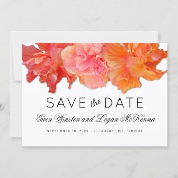 Big Orange Hibiscus Save The Date Announcement by sandpiperWedding at Zazzle