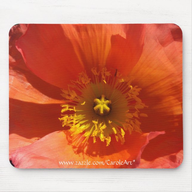 Big Orange Poppy Mouse Pad (Front)