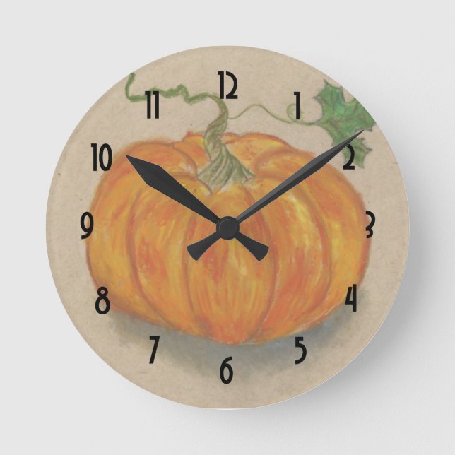 Big Orange Pumpkin Round Clock (Front)