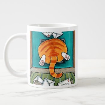 Big Orange Tabby Cat In Cat Flap Coffee Mug by LisaMarieArt at Zazzle