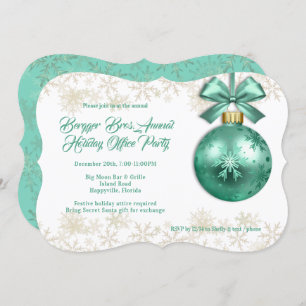Big Ornament Green Christmas Holiday Office Party Invitation
