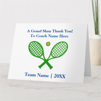 Big Oversized Tennis Thank You Coach, Personalize Card