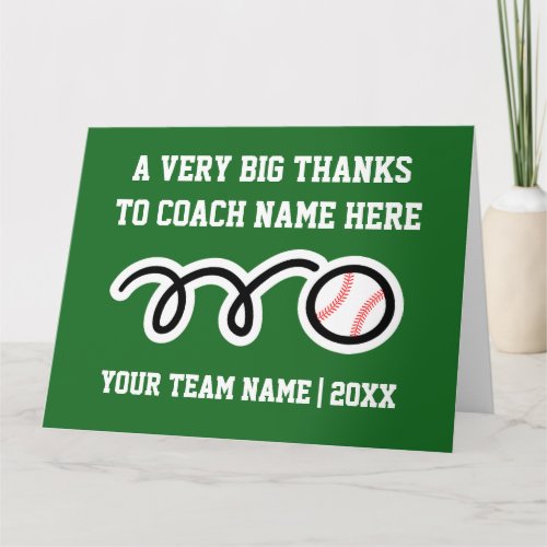 Big oversized Thank You card for baseball coach