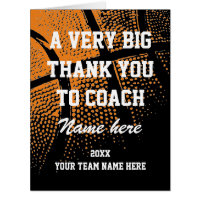 Coach Gifts On Zazzle Oversized Thank You Card For Basketball Coach