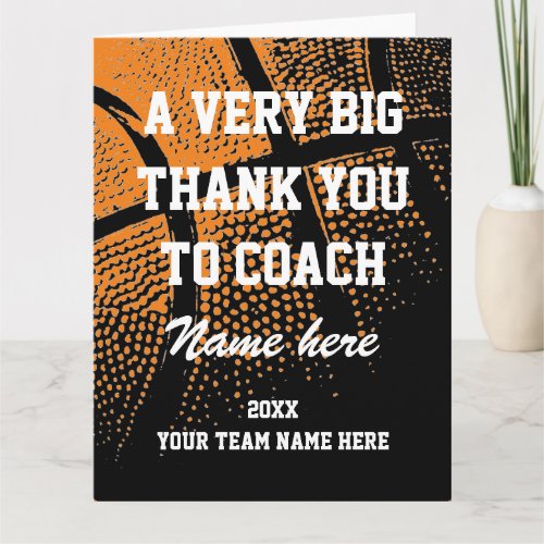 Big oversized Thank you card for basketball coach