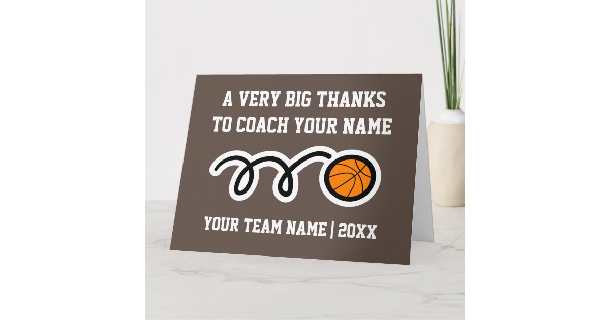 Big oversized Thank You card for basketball coach | Zazzle