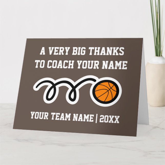 Big oversized Thank You card for basketball coach (Front)