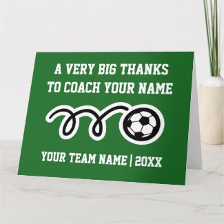 Big oversized Thank You card for soccer coach