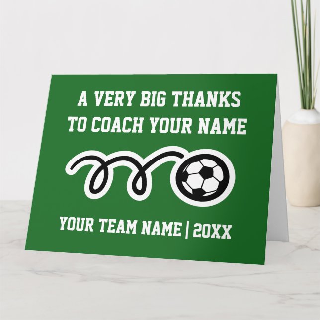 Big oversized Thank You card for soccer coach (Front)