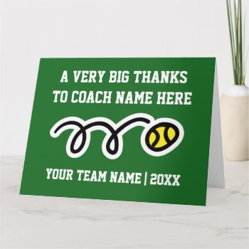 Big Oversized Thank You Card For Tennis Coach by imagewear at Zazzle