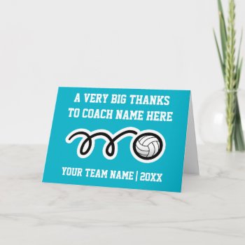 Big Oversized Thank You Card For Volleyball Coach by logotees at Zazzle
