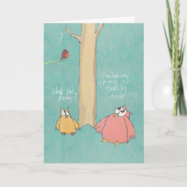 Big Owl and Little Owl Birthday Card (Front)