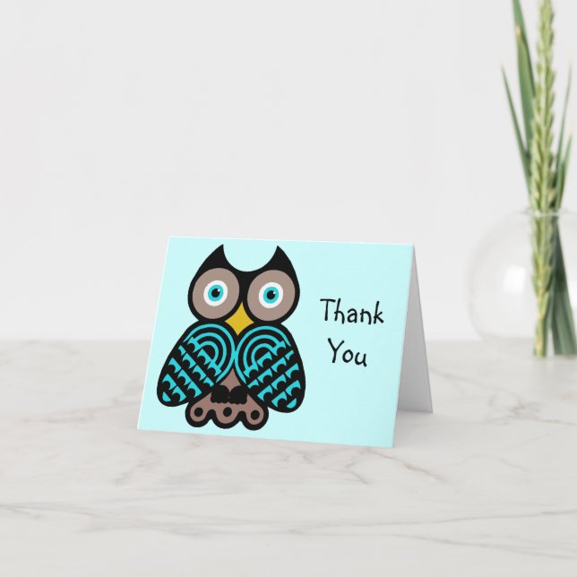 Big Owl Thank You Note Card (Front)