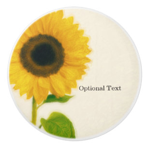 Big Painted Sunflower Rustic Country Chic Custom Ceramic Knob