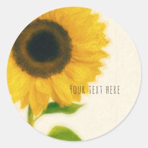 Big Painted Sunflower Rustic Country Chic Favor Classic Round Sticker