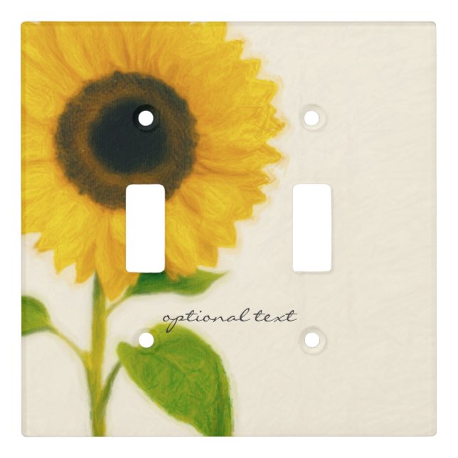 Big Painted Sunflower Rustic Country Chic Light Switch Cover (Front)