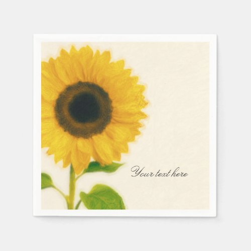 Big Painted Sunflower Rustic Country Custom Party Paper Napkins