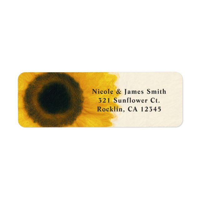 Big Painted Sunflower Rustic Country Invitation Label (Front)