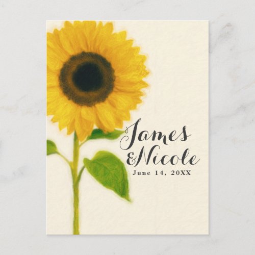 Big Painted Sunflower Rustic Country Save the Date Announcement Postcard