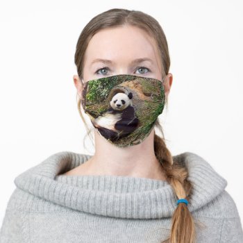 Big Panda Bear Adult Cloth Face Mask by MehrFarbeImLeben at Zazzle