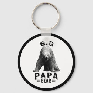 Big Papa Bear Black Text & Polar Bear Keychain