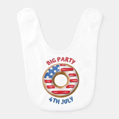 Big Party Donut at American Independence day  Baby Bib