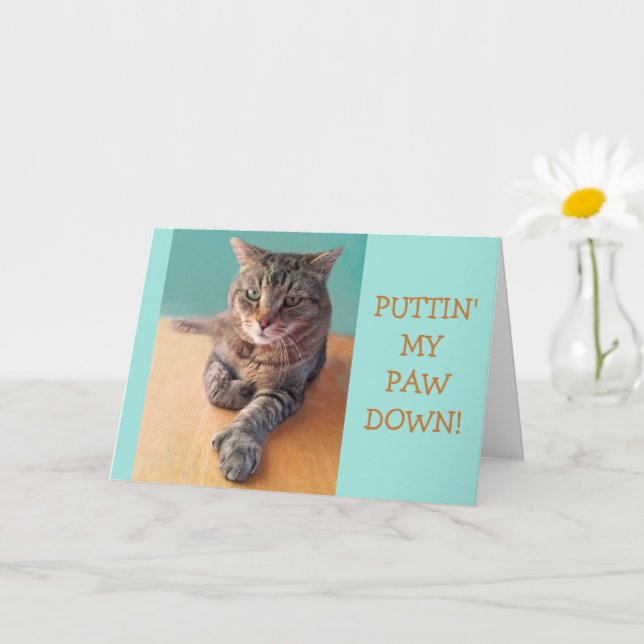 Big Paw Cat Birthday Card (Small Plant)