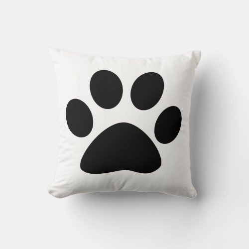 Big Paw Print Cute Gifts Black White Cool Throw Pillow