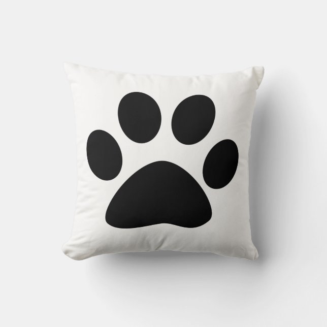 Big Paw Print Cute Gifts Black White Cool Throw Pillow (Front)