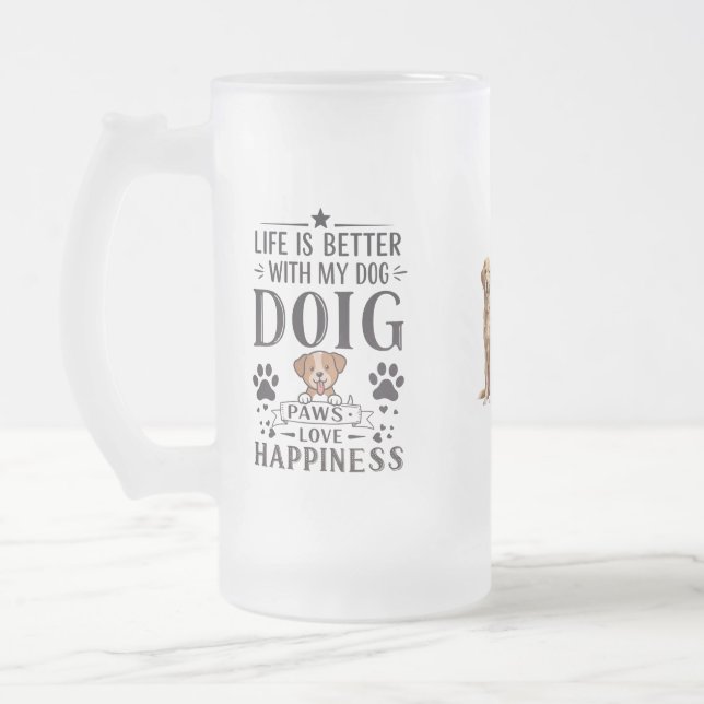 Big Paws, Big Happiness Frosted Mug (Left)