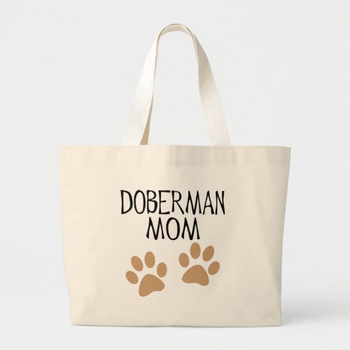 Big Paws Doberman Mom Large Tote Bag