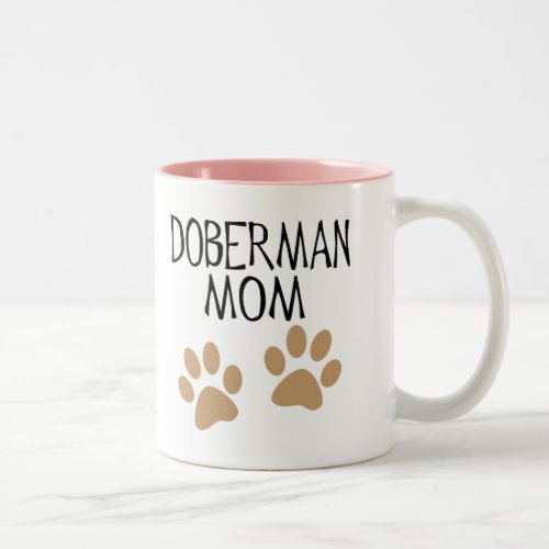 Big Paws Doberman Mom Two_Tone Coffee Mug