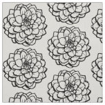 Big Pen and Ink Dahlia - Black on White Fabric