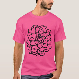 Big Pen and Ink Dahlia - Black on White T-Shirt