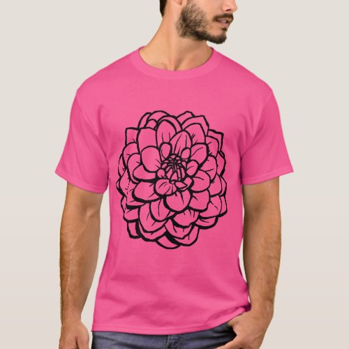 Big Pen and Ink Dahlia _ Black on White T_Shirt