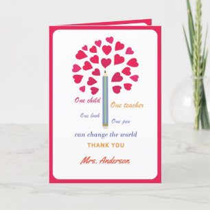 Big Pencil tree / Teacher Appreciation  Letterpress Thank You Card