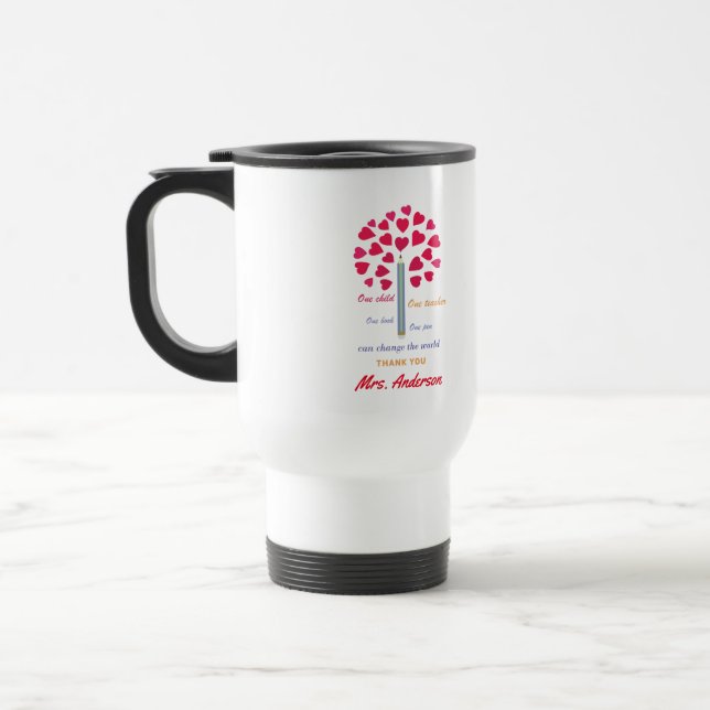 Big Pencil tree / Teacher Appreciation Travel Mug (Left)