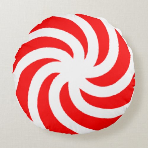 Big Peppermint Candy Round Throw Pillow