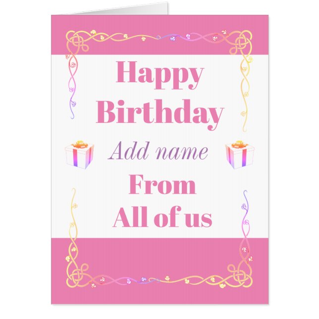 Big personalised happy birthday card from us all (Front)